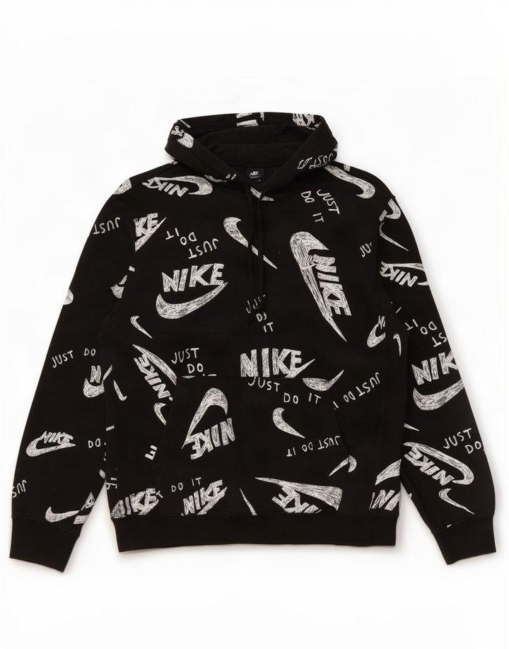 Nike masculino gráfico moletom com capuz médio algodão preto