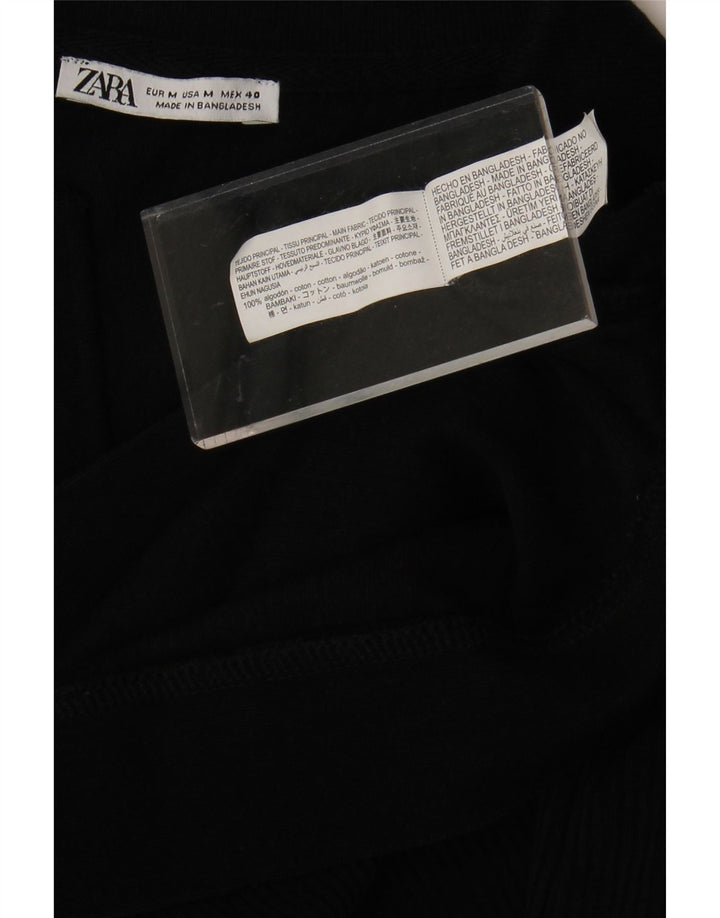 Suéter masculino ZARA de manga curta com gola polo e algodão preto médio