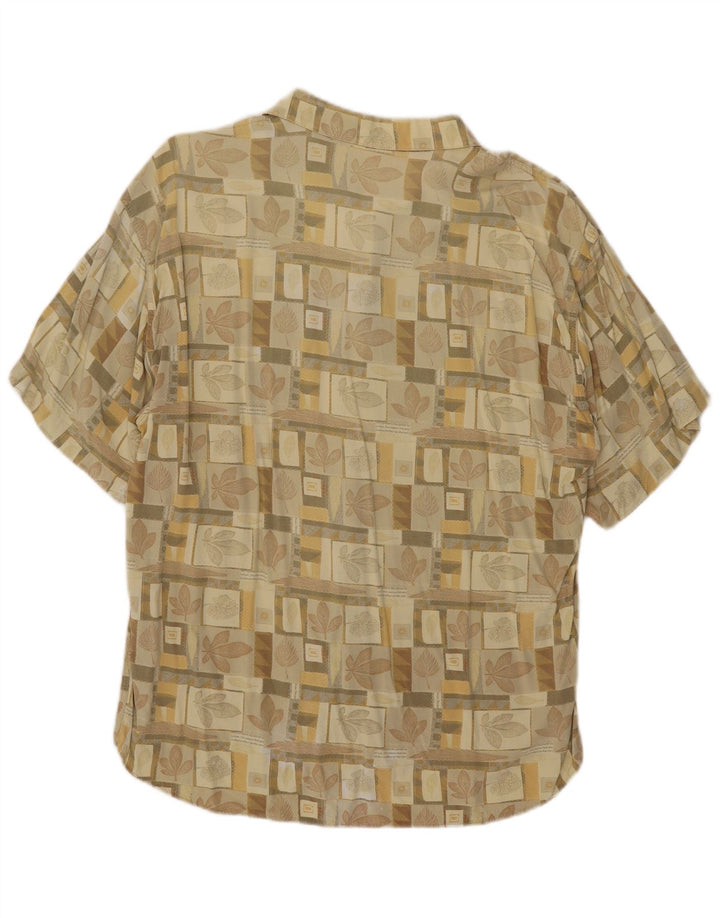 Camisa masculina vintage manga curta médio bege floral