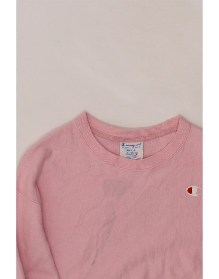 CHAMPION Womens Crop Sweatshirt Jumper UK 10 Small Pink Cotton Vintage Champion and Second-Hand Champion from Messina Hembry 