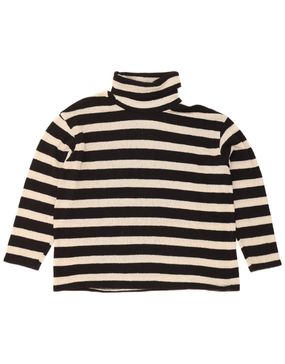 Suéter feminino Zara com gola redonda grande e listrado preto pequeno Reino Unido 10