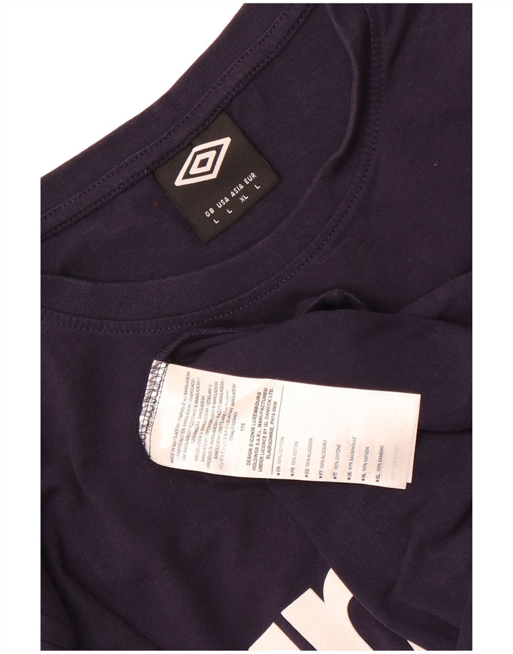 Camiseta gráfica masculina Umbro Top grande algodão azul marinho
