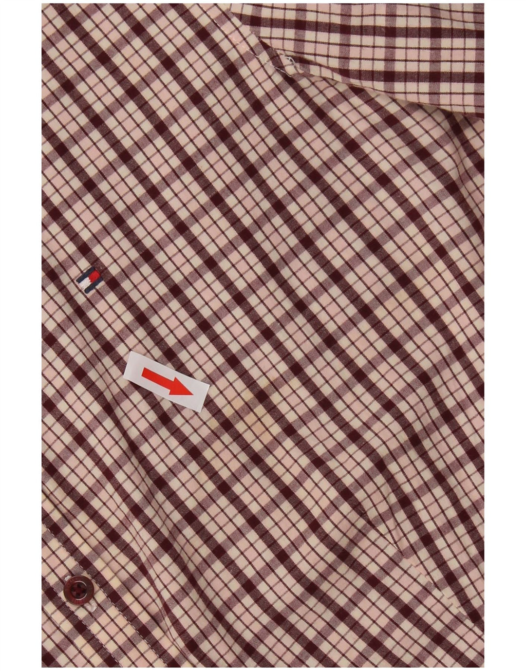 Camisa feminina Tommy Hilfiger US 6 médio marrom xadrez algodão