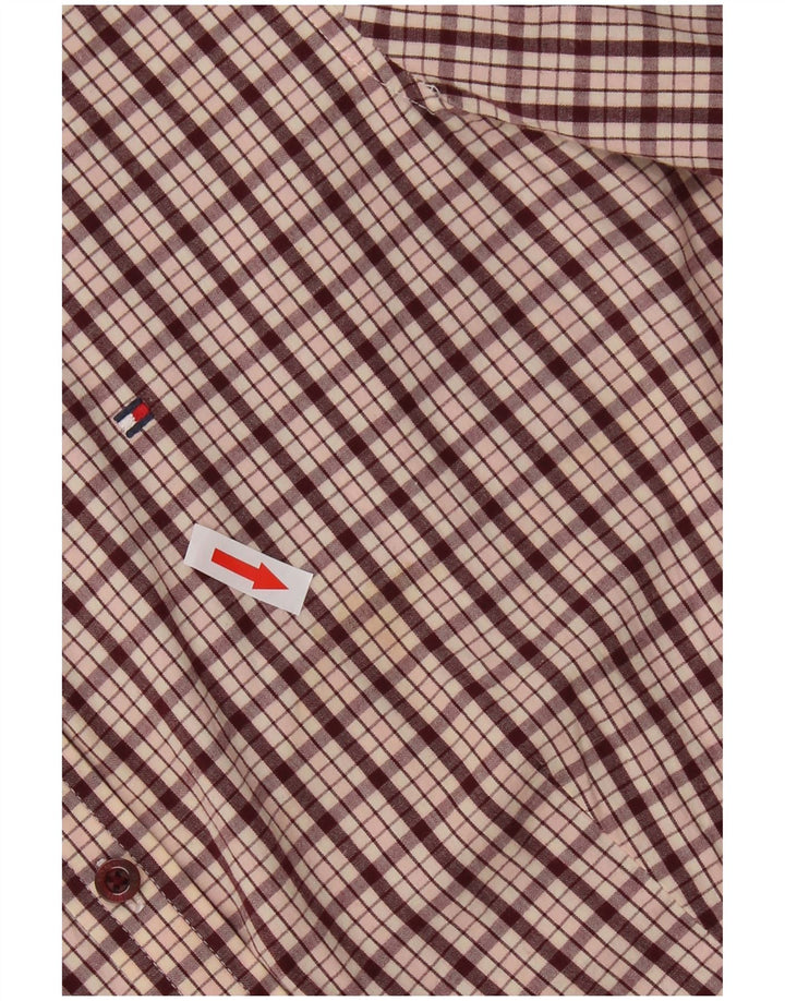 Camisa feminina Tommy Hilfiger US 6 médio marrom xadrez algodão