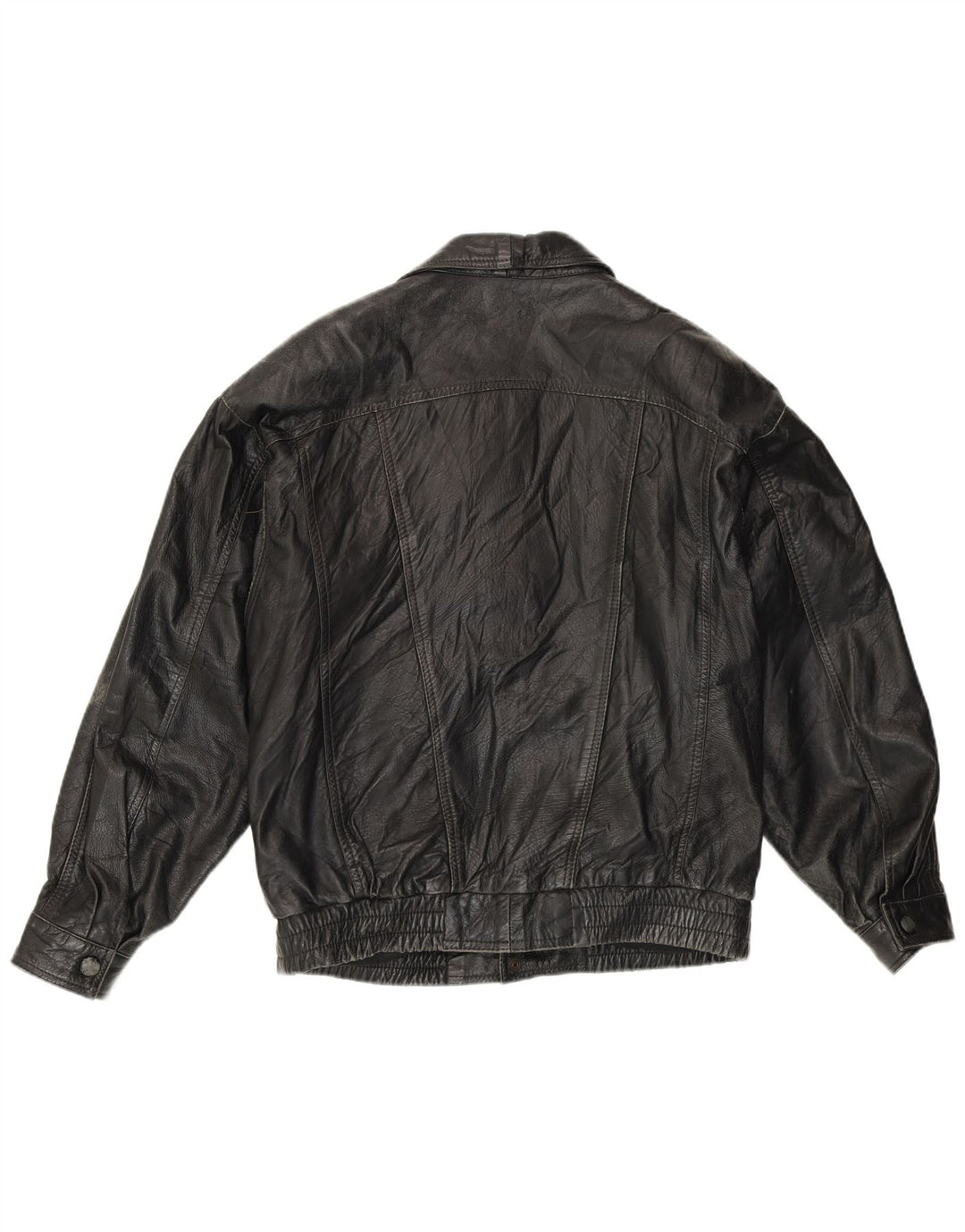 Jaqueta bomber de couro masculina vintage IT 48 couro preto médio