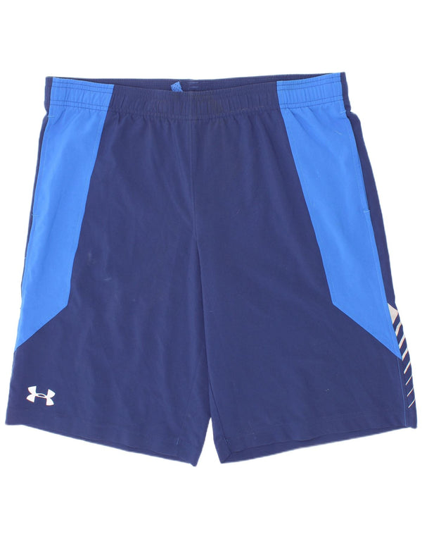 Shorts esportivos masculinos Under Armour 11-12 anos grande bloco colorido azul marinho