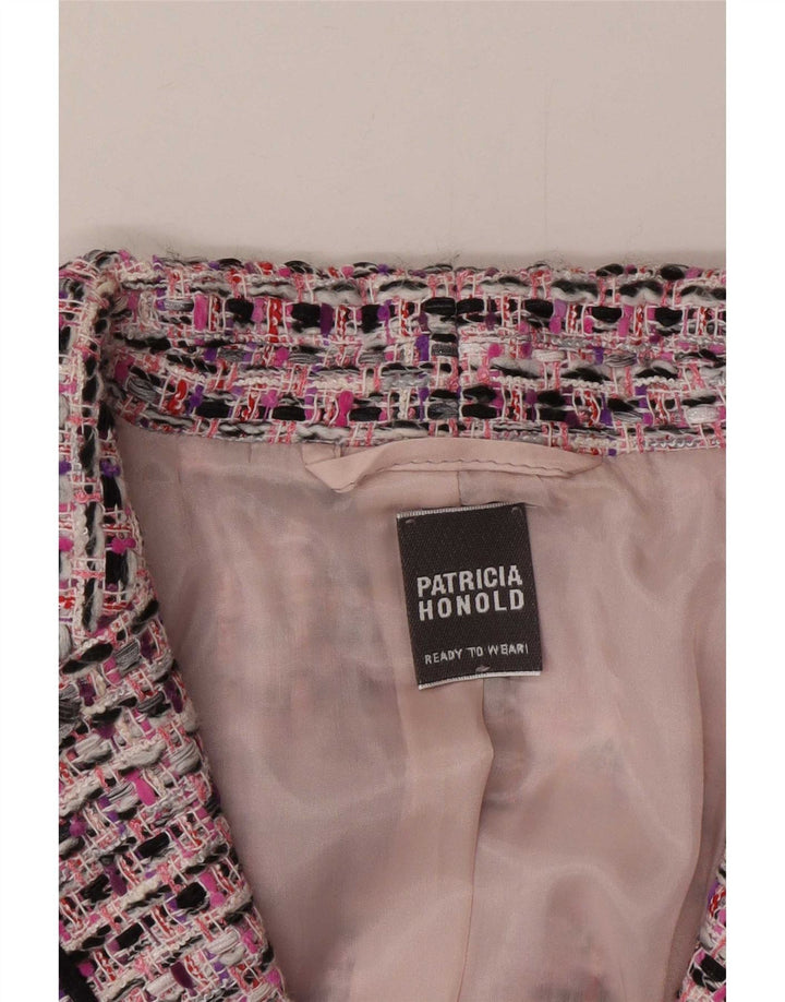 Jaqueta blazer vintage feminina com 3 botões Reino Unido 14 médio rosa manchado