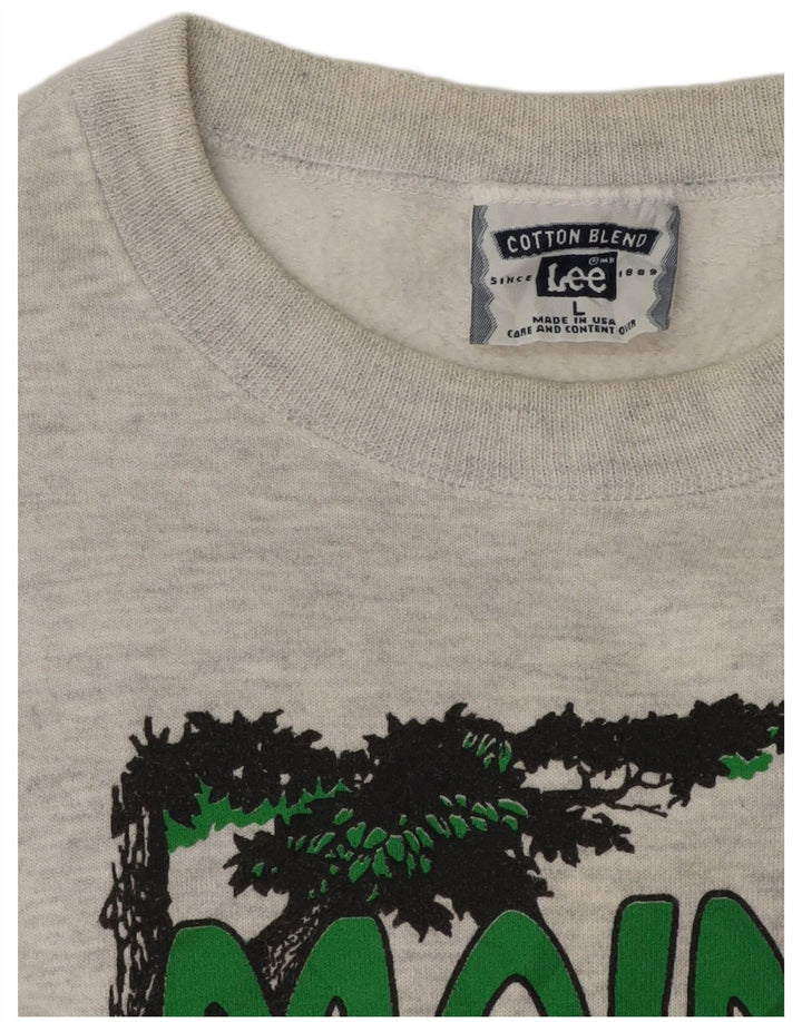 Lee moletom masculino gráfico jumper grande algodão manchado cinza