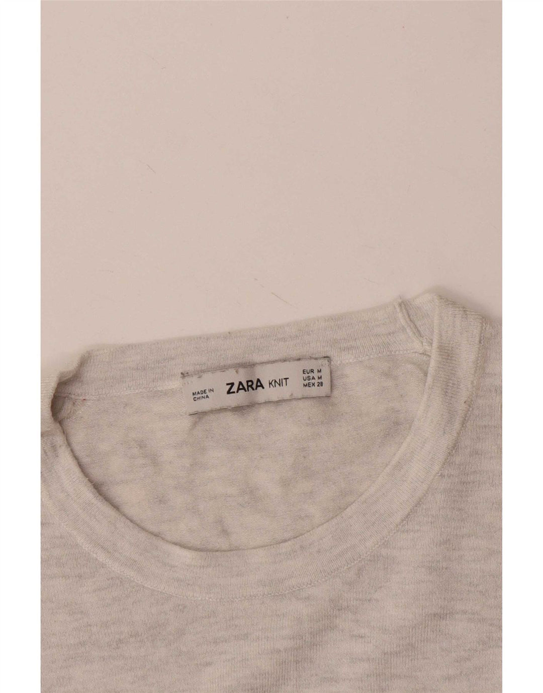 Suéter feminino Zara com gola redonda, Reino Unido 12 cinza médio manchado