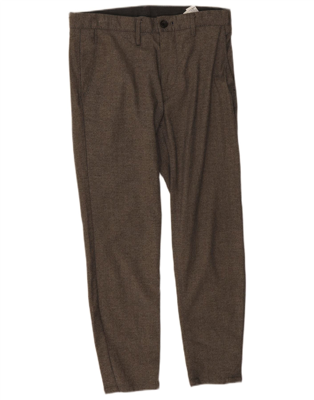 Zara Mens Crop Slim Chino Calças EU 38 Pequeno W30 L25 Poliéster Cinza