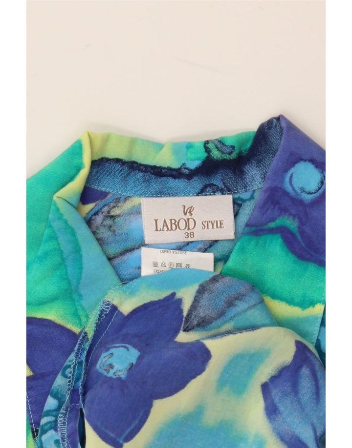 Blusa feminina VINTAGE manga curta UE 38 média floral multicolorida
