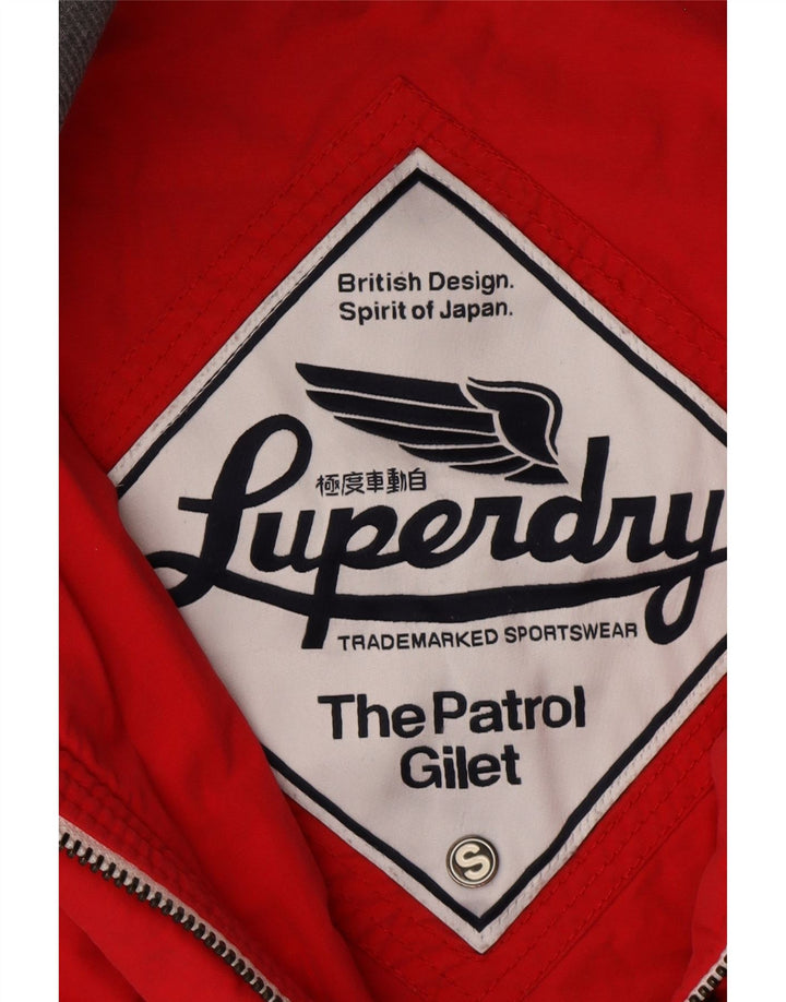 SUPERDRY Womens Hooded Padded Gilet UK 10 Small Red Cotton Vintage Superdry and Second-Hand Superdry from Messina Hembry 