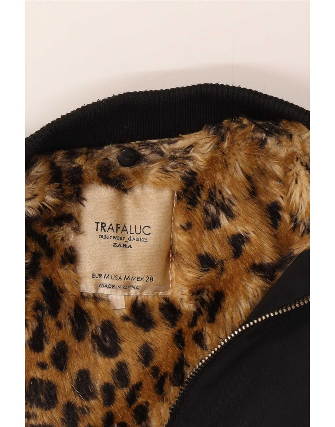 Zara Womens Sherpa Bomber Jacket UK 14 Médio Preto Poliéster