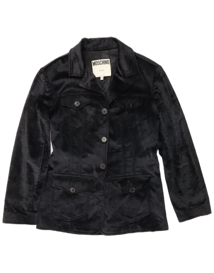 Jaqueta blazer feminina de veludo Moschino Reino Unido 12 médio preto