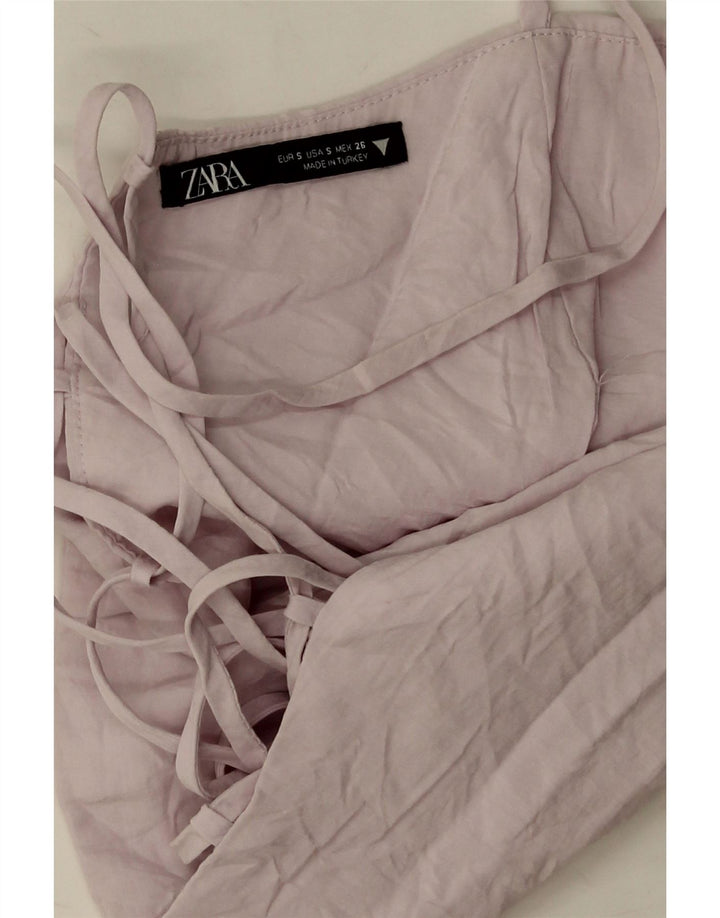 Zara Womens Crop Corset Top UK 8 Pequeno Modal Roxo