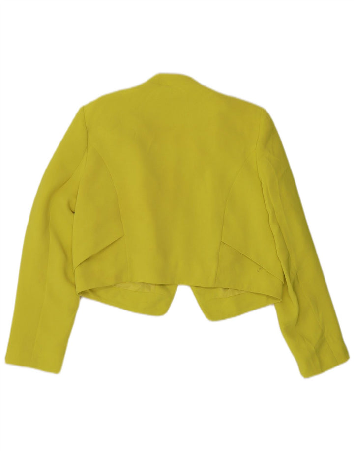 Jaqueta Bolero aberta feminina Topshop Reino Unido 16 grande poliéster amarelo
