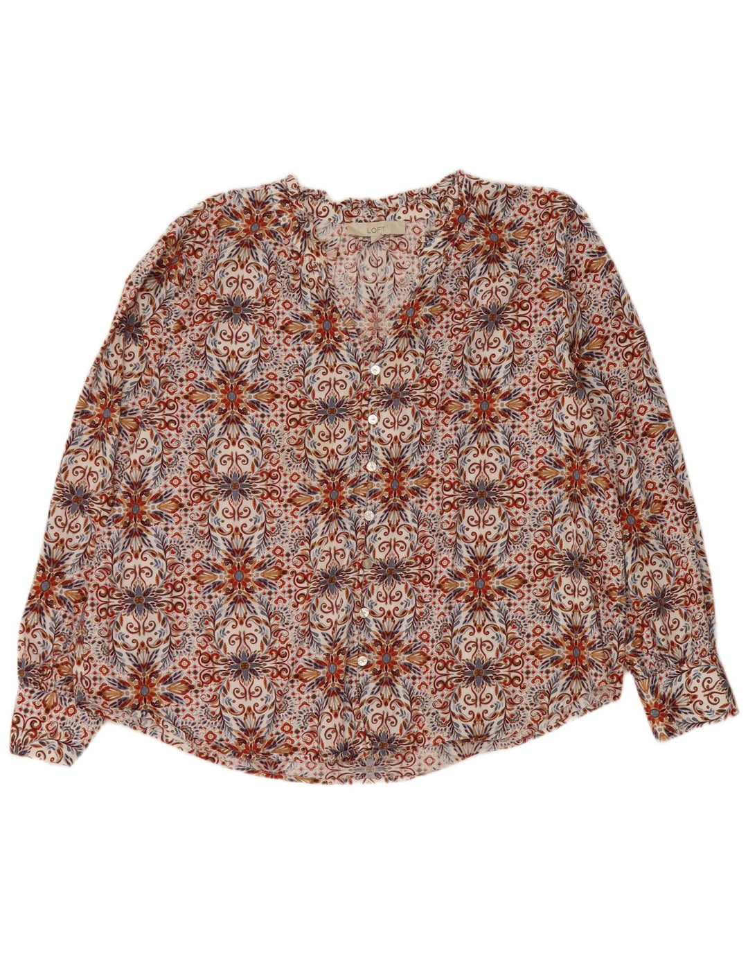 Blusa feminina LOFT com camisa overshirt Reino Unido 18 XL algodão paisley multicolorido