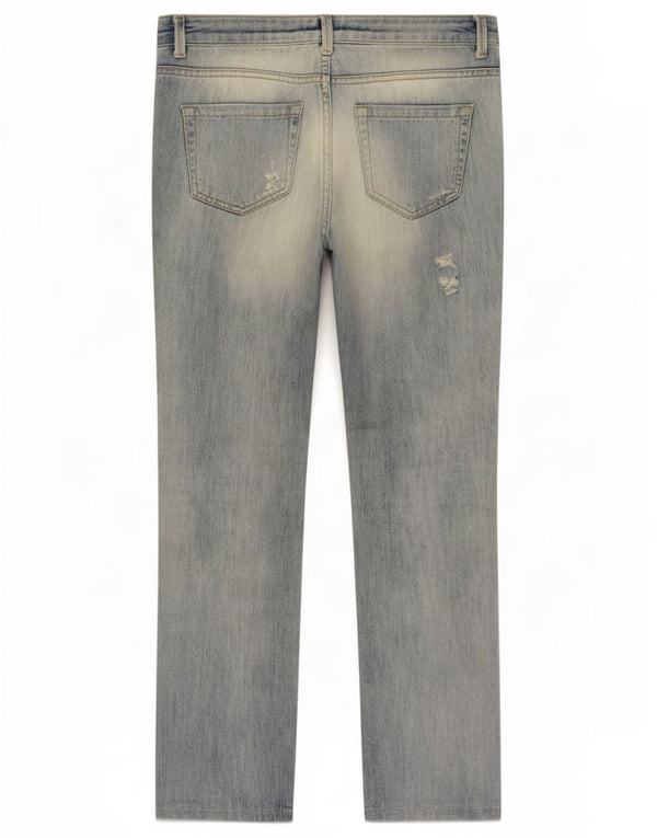 Zara Jeans femininos desgastados slim UE 38 pequeno W28 L30 algodão azul