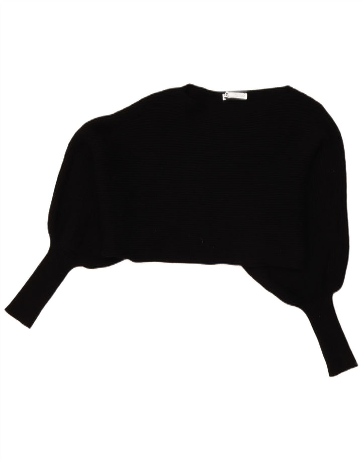 Zara Womens Oversized Crop Batwing Top Manga Longa Reino Unido 14 Médio Preto