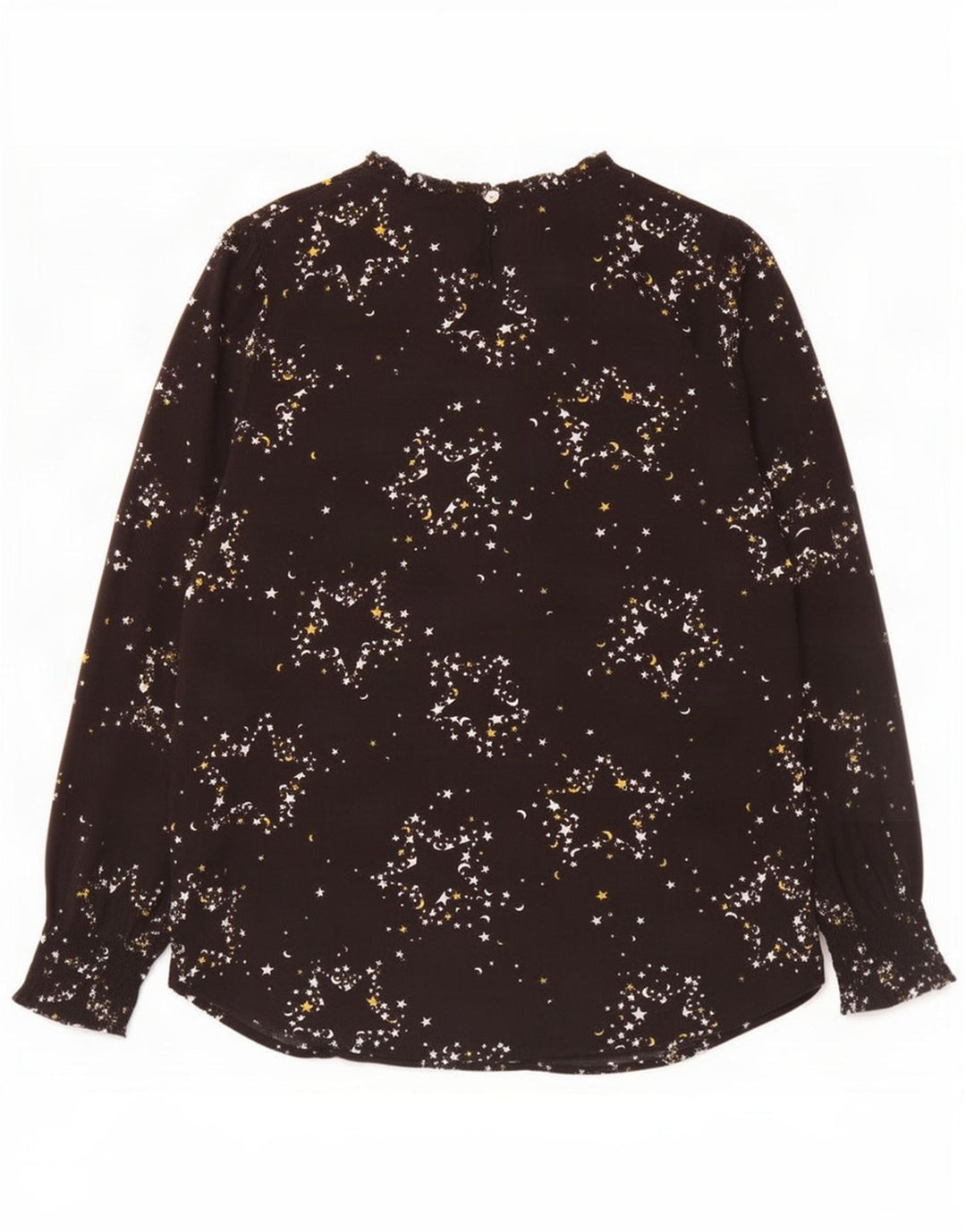 Blusa feminina Marks & Spencer com padrão abstrato Reino Unido 14 grande preta