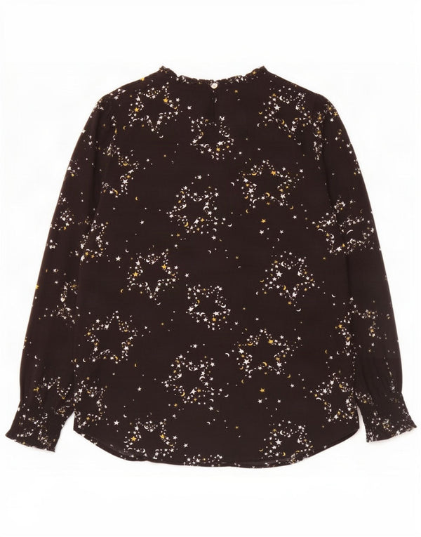 Blusa feminina Marks & Spencer com padrão abstrato Reino Unido 14 grande preta