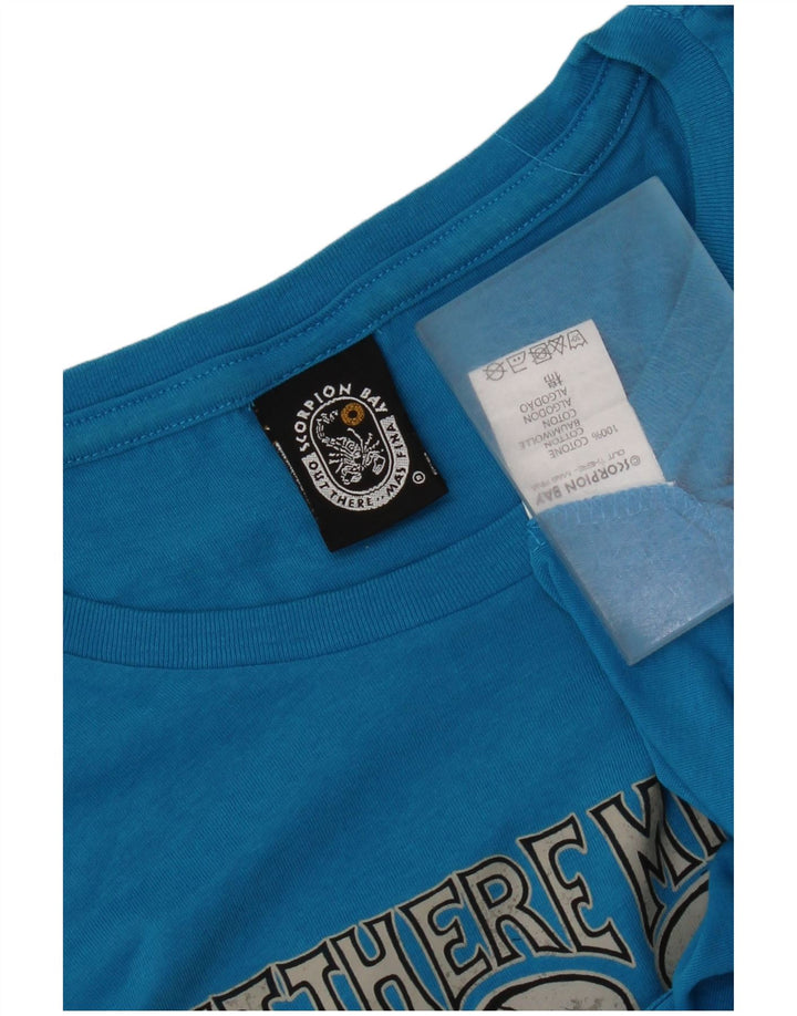 Camiseta gráfica masculina Scorpion Bay grande algodão azul