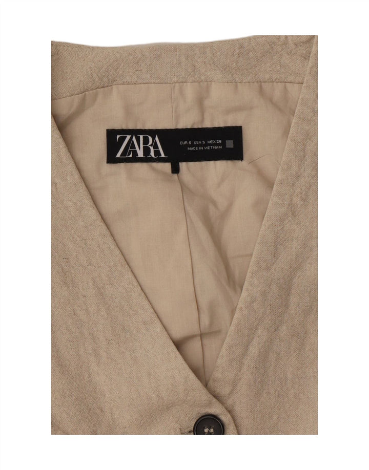 Colete feminino Zara UK 10 pequeno bege