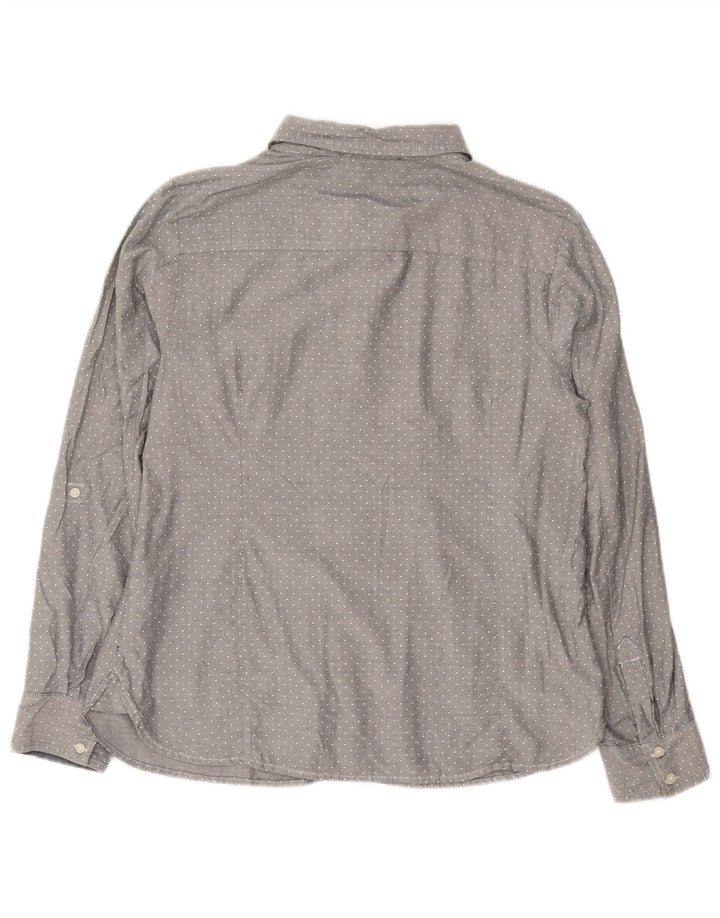 Camisa feminina TOMMY HILFIGER Reino Unido 16 grande algodão manchado cinza