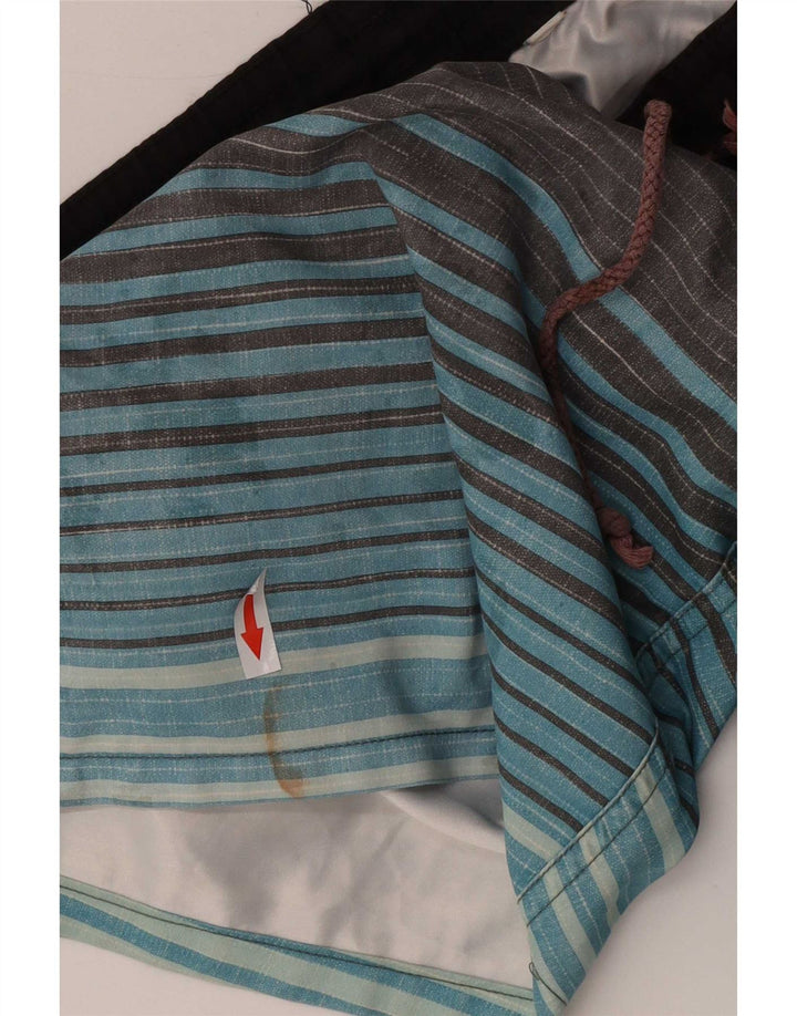 Quiksilver Shorts de natação masculino pequeno W29 L7 poliéster listrado cinza