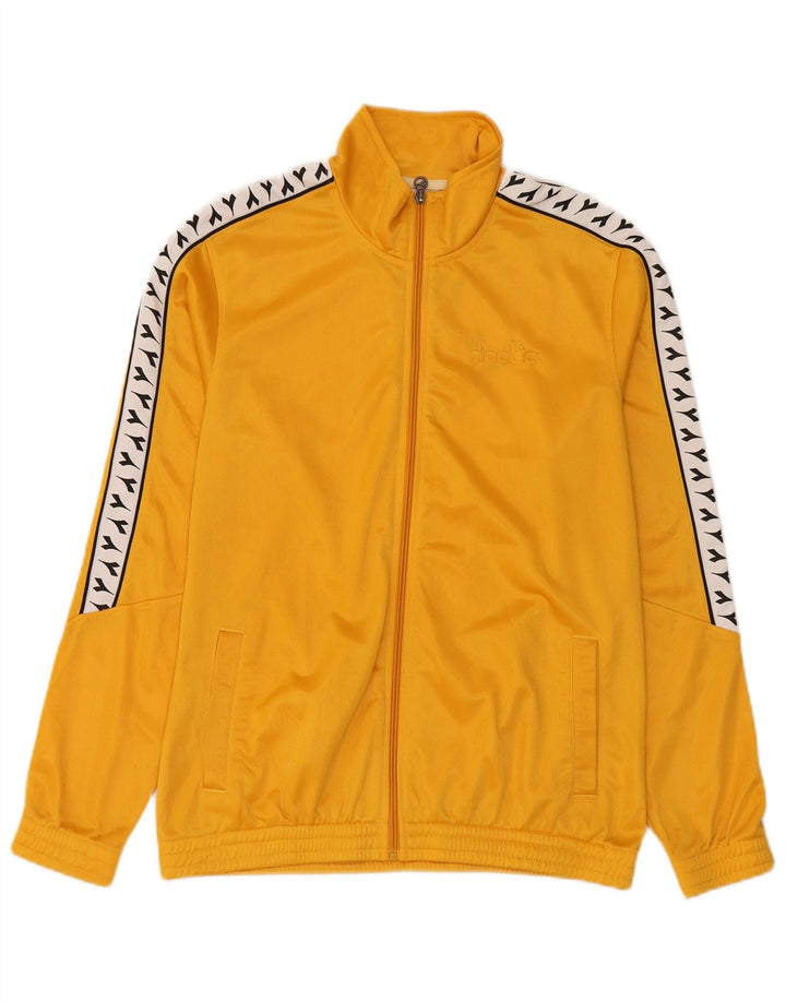 Diadora Mens Graphic Tracksuit Top Jacket Medium Yellow Colourblock