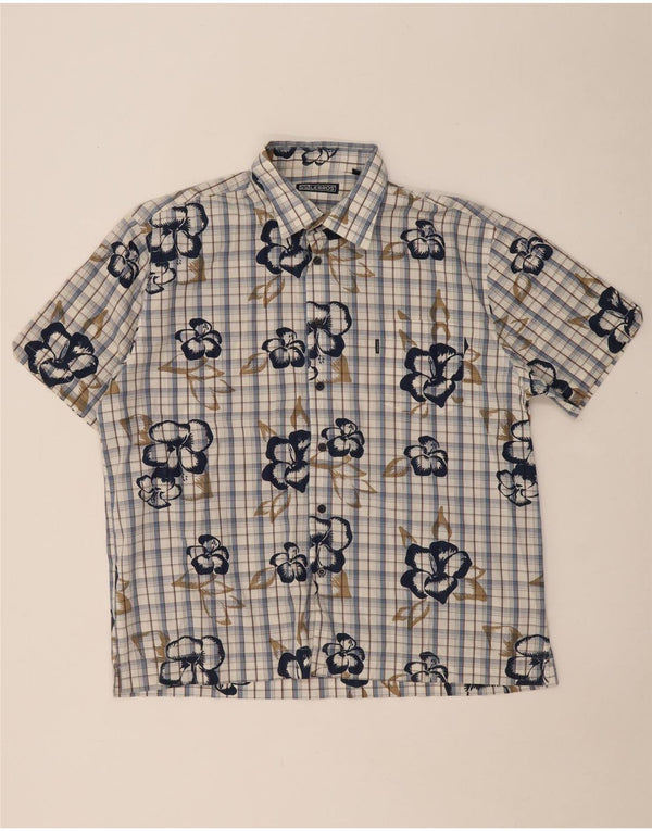 Camisa masculina de manga curta LERROS XL azul xadrez algodão