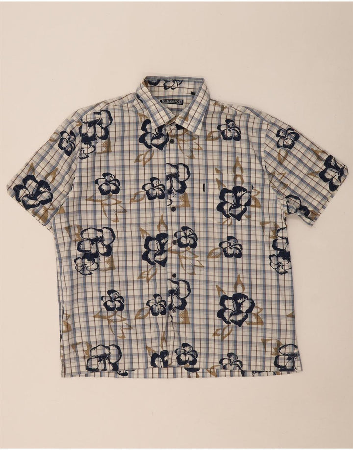 Camisa masculina de manga curta LERROS XL azul xadrez algodão