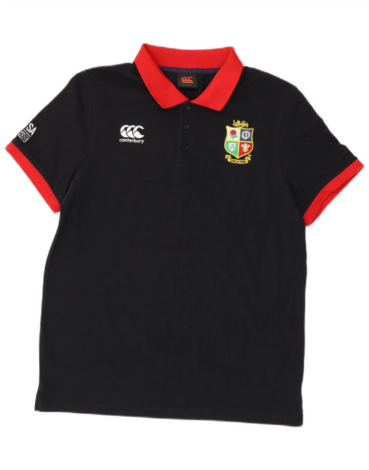 Camisa pólo gráfica masculina Canterbury grande poliéster colorblock preto