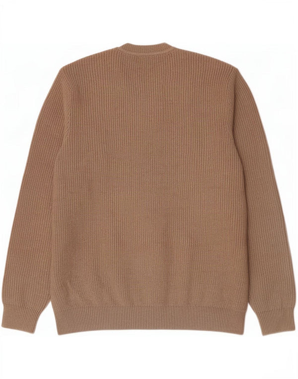 Marks & Spencer Mens Crew Neck Jumper Sweater Large Brown Cotton
