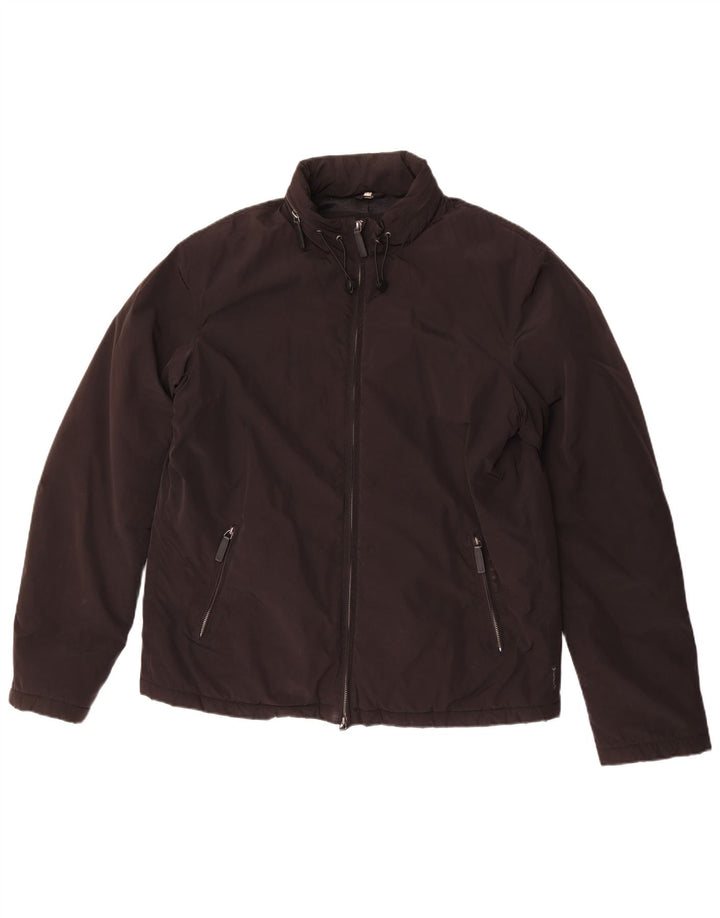 Jaqueta corta-vento masculina Armani Jeans com capuz Reino Unido 44 2XL poliéster preto