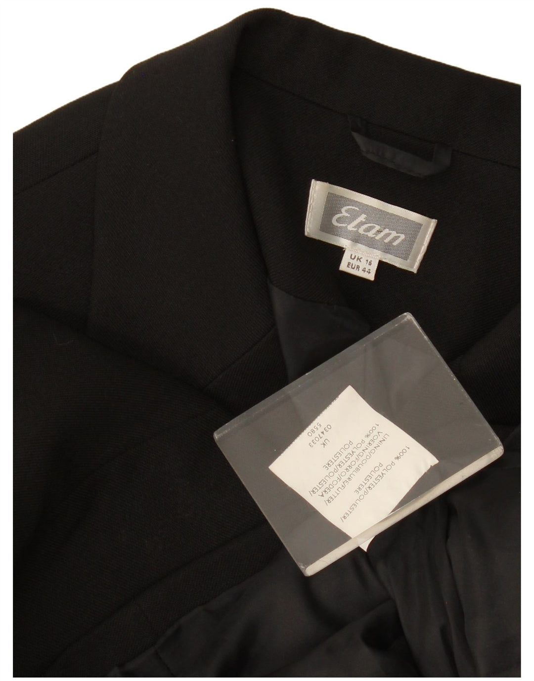 Jaqueta Blazer Feminina Etam com 3 Botões Reino Unido 16 Grande Poliéster Preto