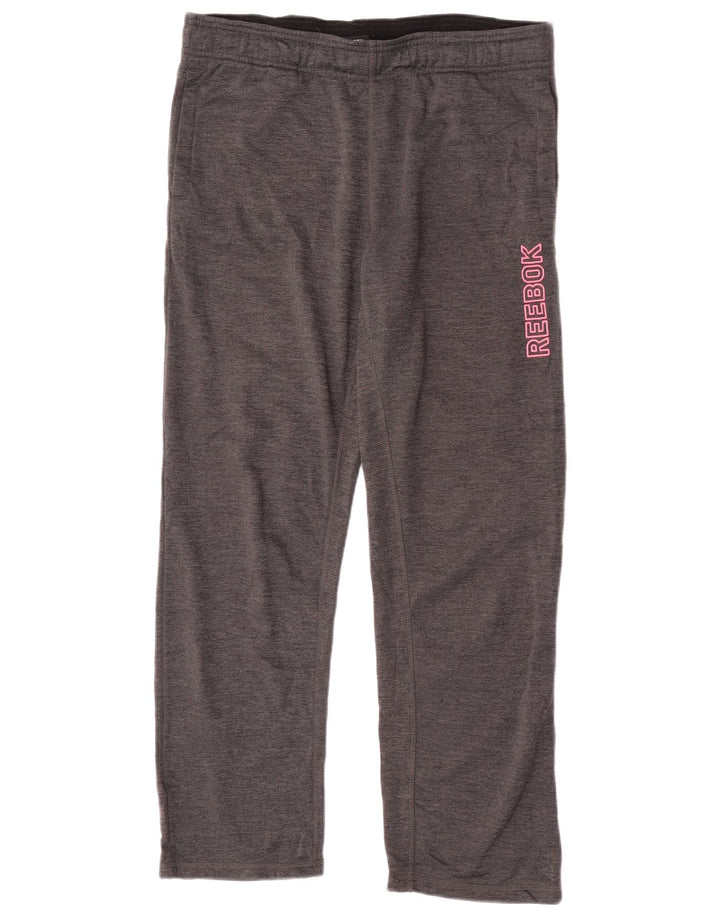 Reebok Mens Graphic Calças de treino cinza médio poliéster