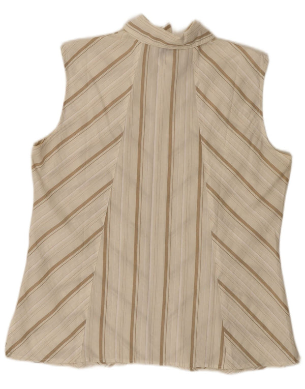 Oltre Blusa feminina sem mangas UK 20 2XL off white Chevron poliéster