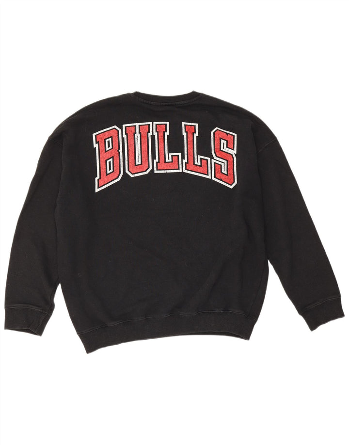 NBA masculino Chicago Bulls gráfico moletom grande jumper pequeno preto