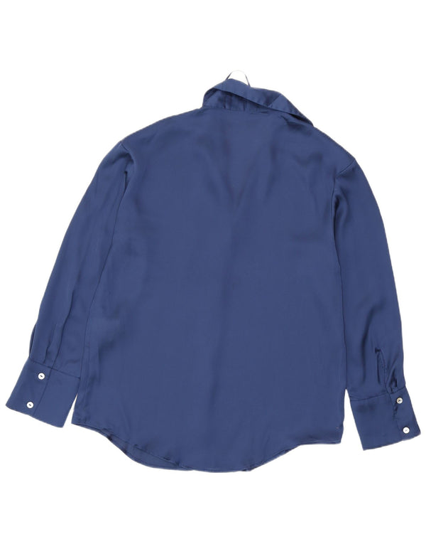Zara blusa feminina oversized UK 6 XS azul poliéster