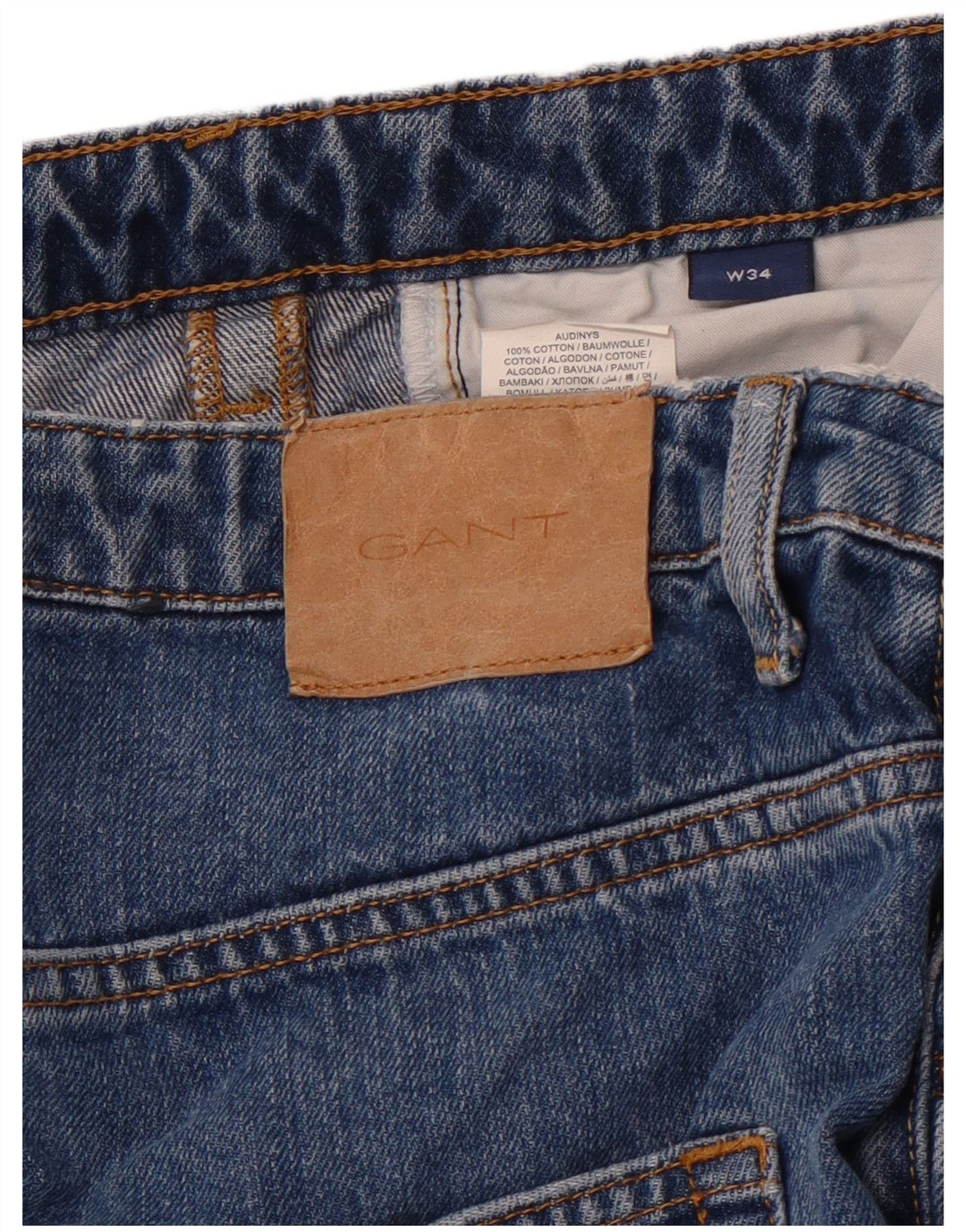 Jeans retos masculinos GANT W34 L29 algodão azul