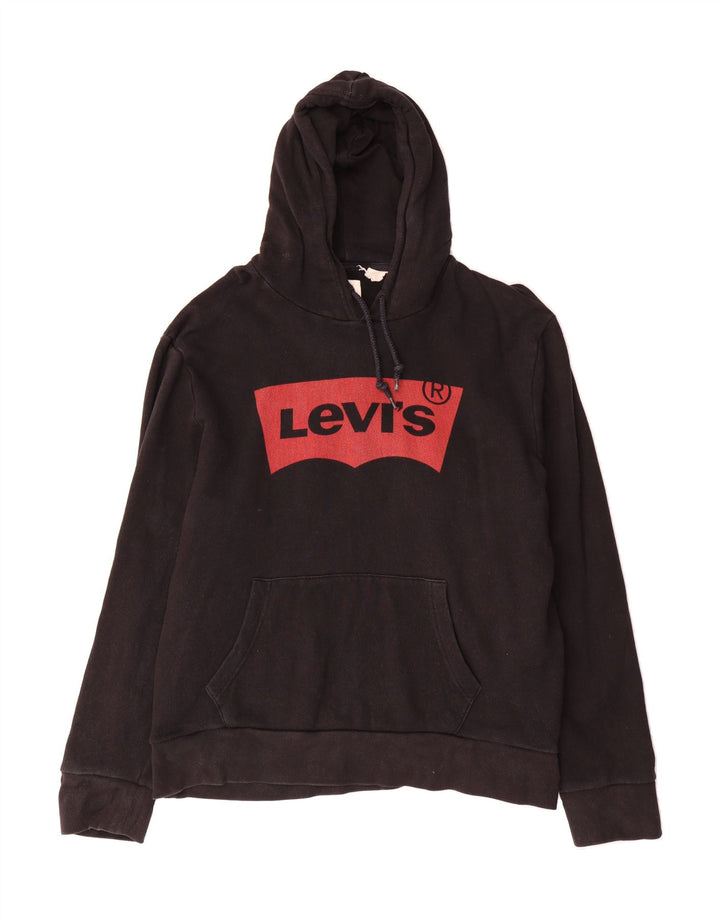 LEVI'S Womens Graphic Hoodie Jumper UK 18 XL Black Cotton Vintage Levi's and Second-Hand Levi's from Messina Hembry 