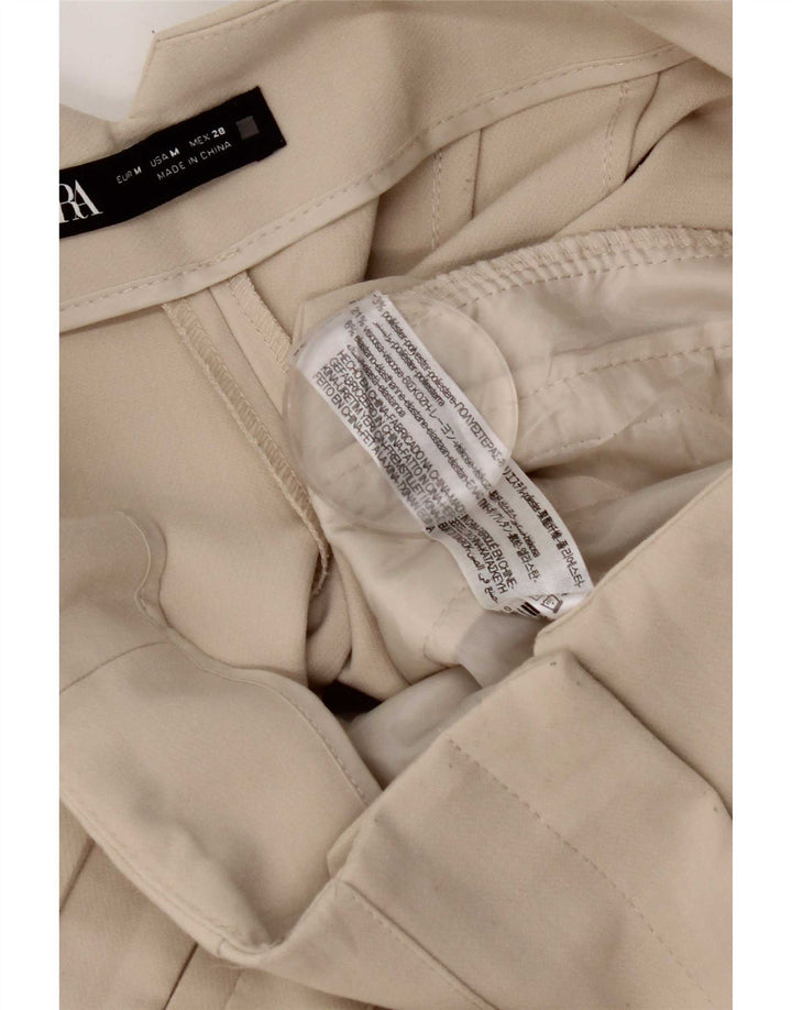 Zara Calça feminina de terno cônico médio W28 L26 poliéster branco