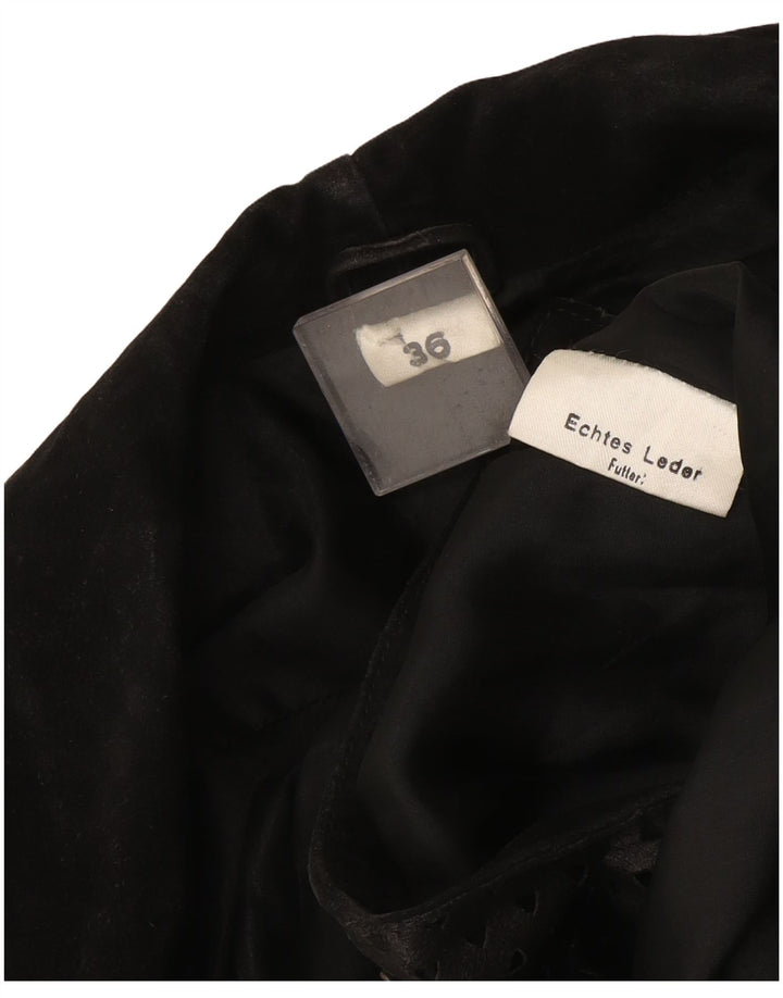 Casaco de couro feminino vintage EU 36 XS couro preto