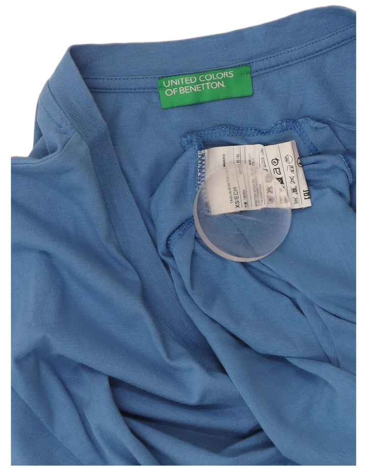 Camiseta feminina de ajuste solto BENETTON UK 6 XS algodão azul