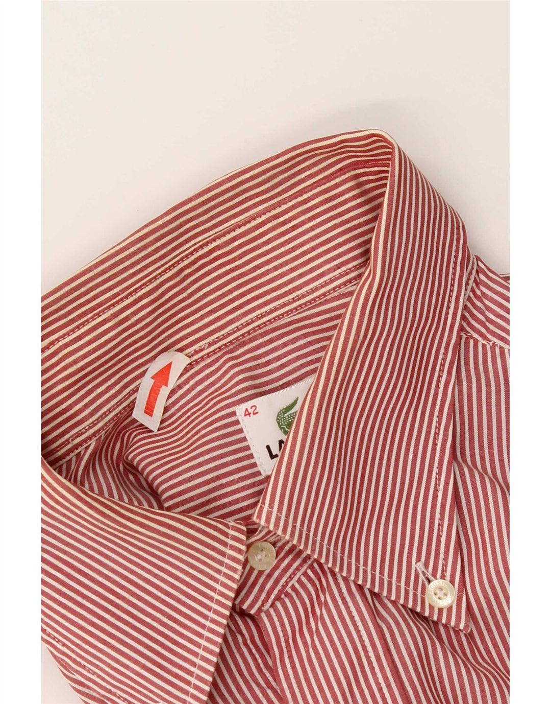 Camisa masculina Lacoste tamanho 42 grande algodão listrado vermelho