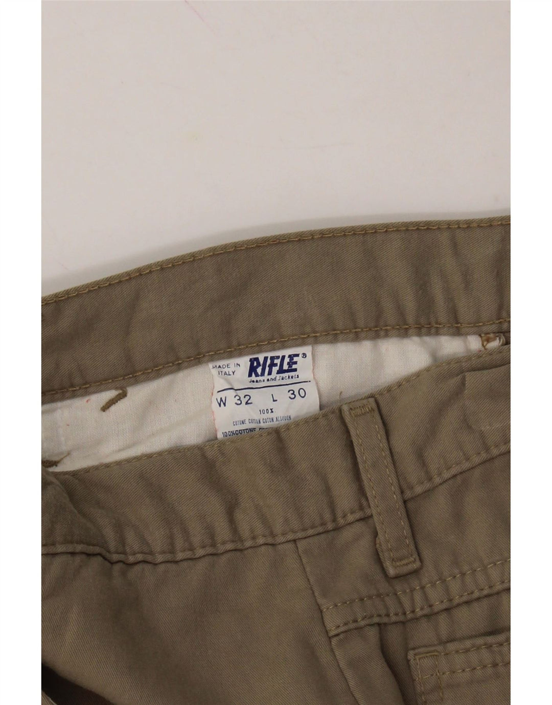 RIFLE Mens Tapered Casual Trousers W32 L30 Beige Cotton Vintage Rifle and Second-Hand Rifle from Messina Hembry 