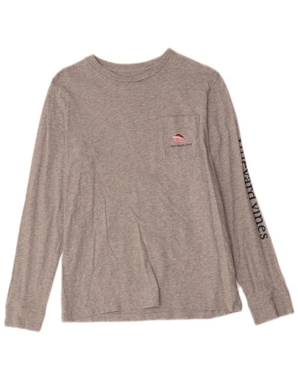 VINEYARD VINES Womens Graphic Top Long Sleeve UK 14 Large Grey Flecked