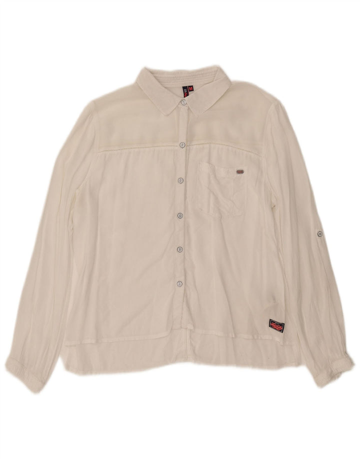 Camisa feminina SUPERDRY UK 14 médio branco modal