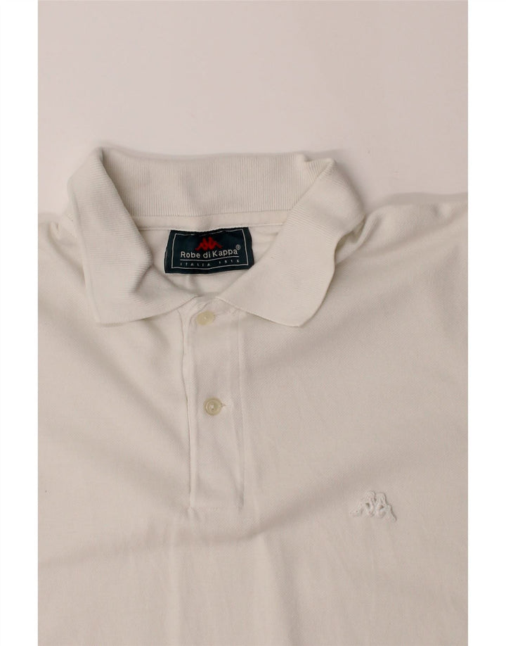 KAPPA Mens Polo Shirt XL White Cotton Vintage Kappa and Second-Hand Kappa from Messina Hembry 
